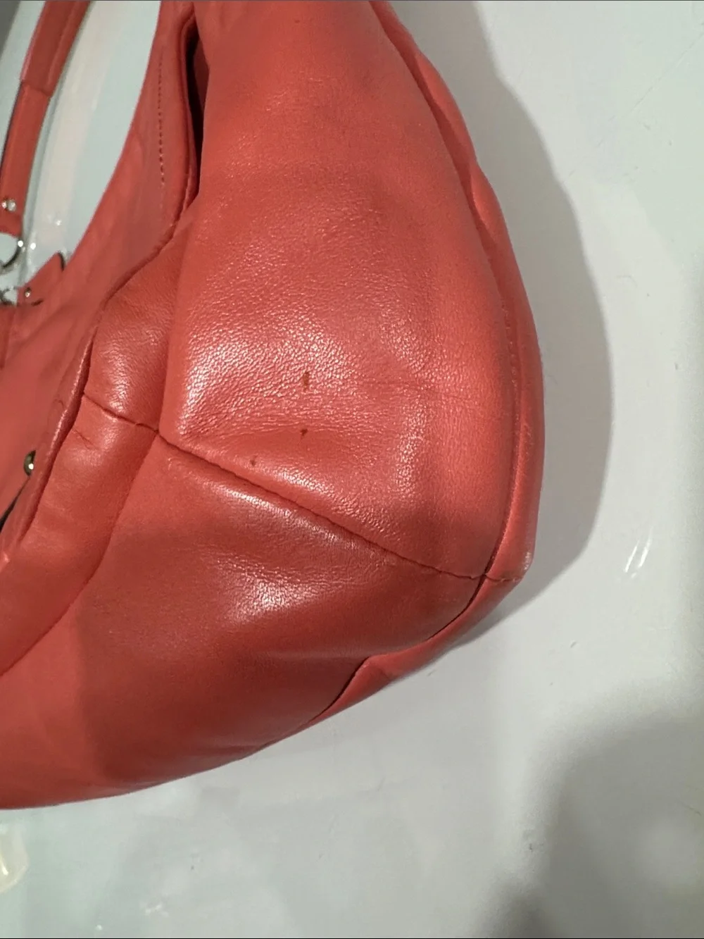 Coach Kristin Coral Pink Leather Shoulder Bag